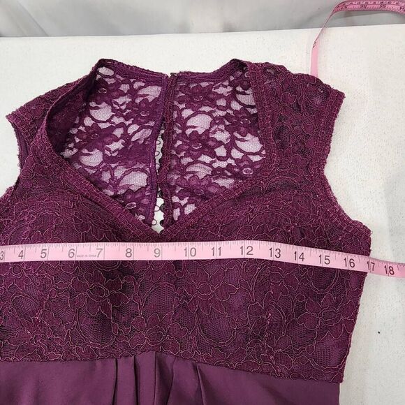 Mori Lee | by Madeline Gardner Chiffon Embroidered Bridesmaid Dress in Plum 4 - Picture 3 of 7
